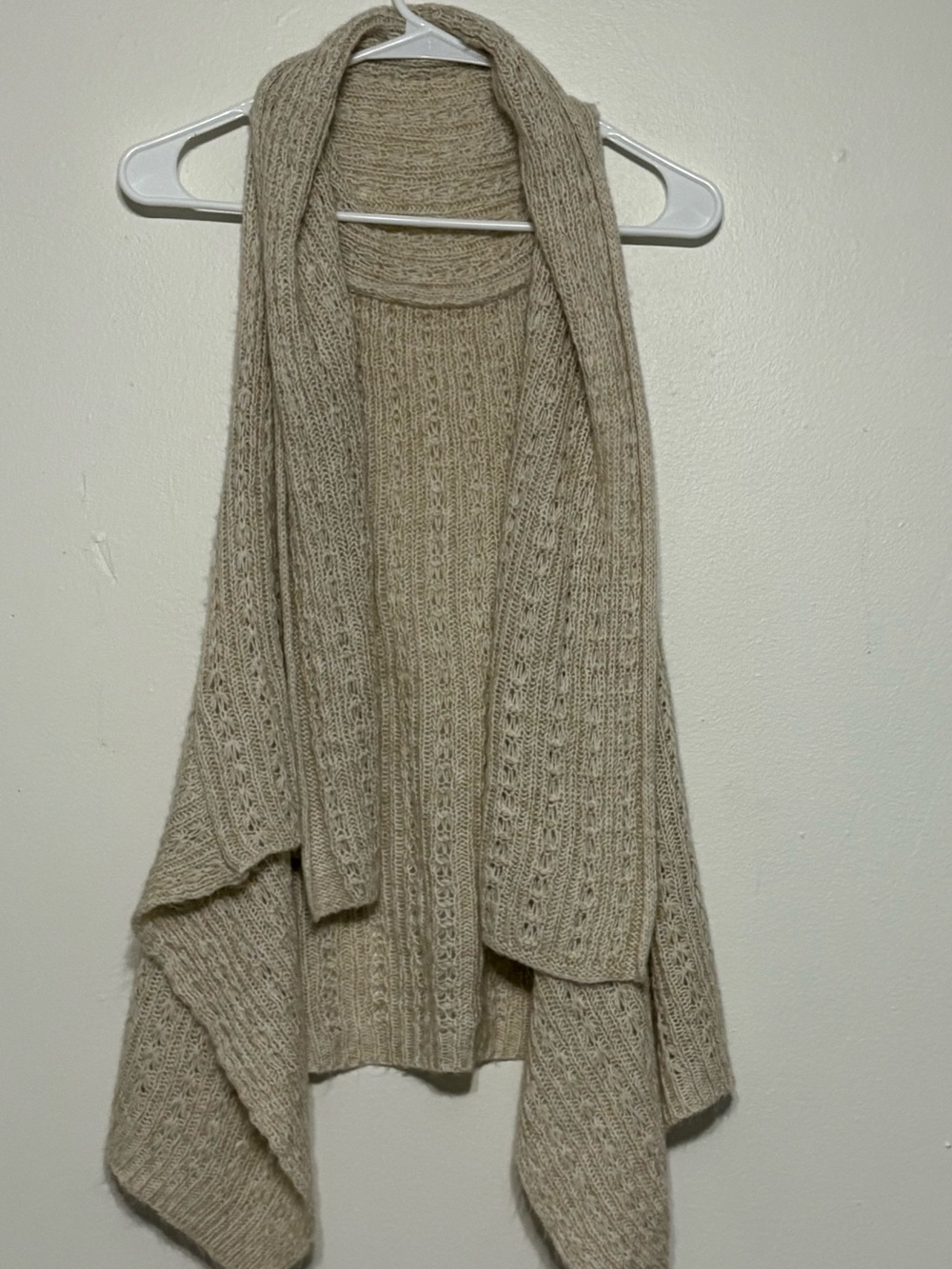 Beige Knit Open-Front Scarf Wrap - Picture 3 of 3